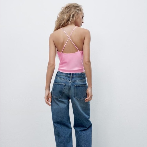 ZARA SATIN EFFECT CAMISOLE XS BLACK - Picture 9 of 11